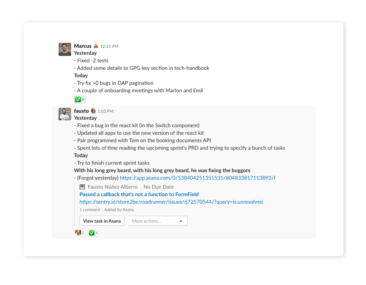 store2be standups in Slack.