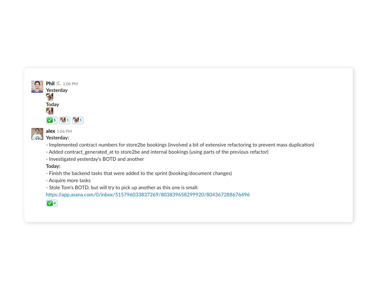 store2be standups in Slack.